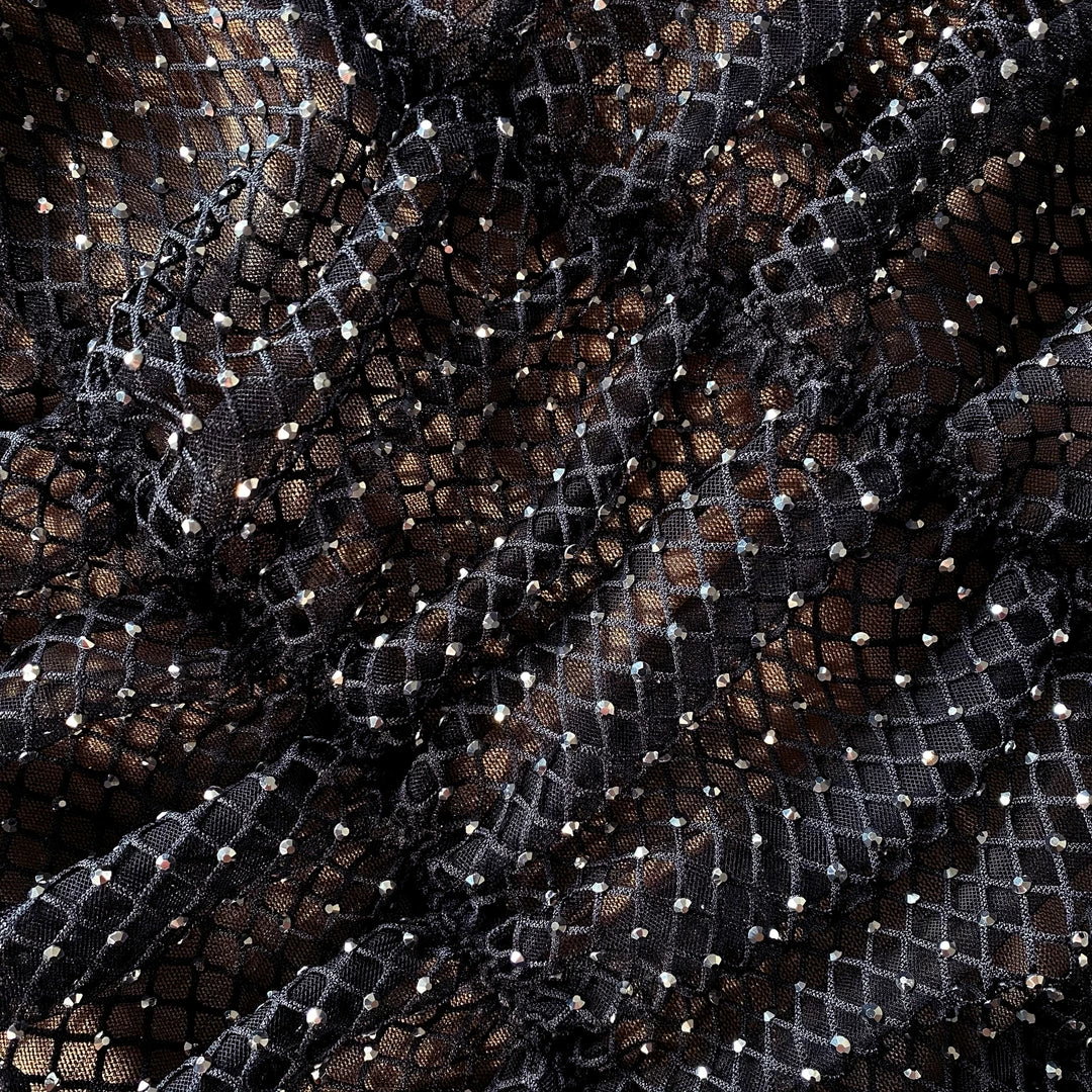 Self-portrait NEW ARRIVALS Diamante Fishnet Off Shoulder Top