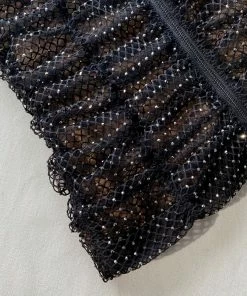 Self-portrait NEW ARRIVALS Diamante Fishnet Off Shoulder Top