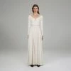 Self-portrait NEW ARRIVALS Cream Stretch Crepe Maxi Dress