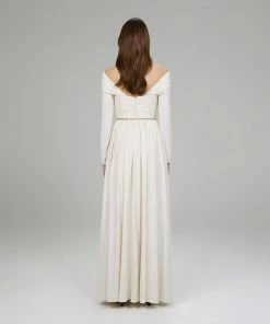 Self-portrait NEW ARRIVALS Cream Stretch Crepe Maxi Dress