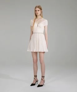 Self-portrait NEW ARRIVALS Cream Chiffon Mini Dress