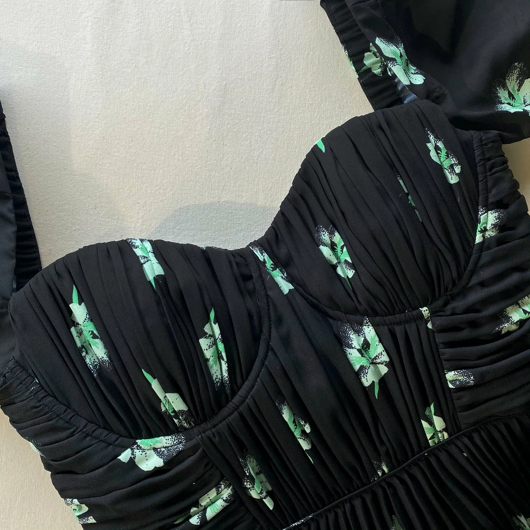 Self-portrait Pansy Print Tiered Midi Dress