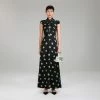 Self-portrait Pansy Print Stretch Crepe Maxi Dress NEW ARRIVALS