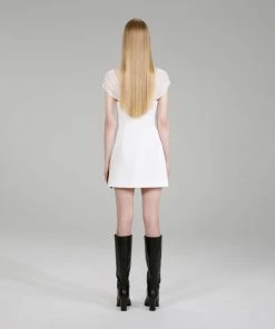 Self-portrait NEW ARRIVALS White And Black Crepe Bow Mini Dress