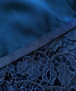 Self-portrait Dark Blue Magnolia Lace Midi Dress