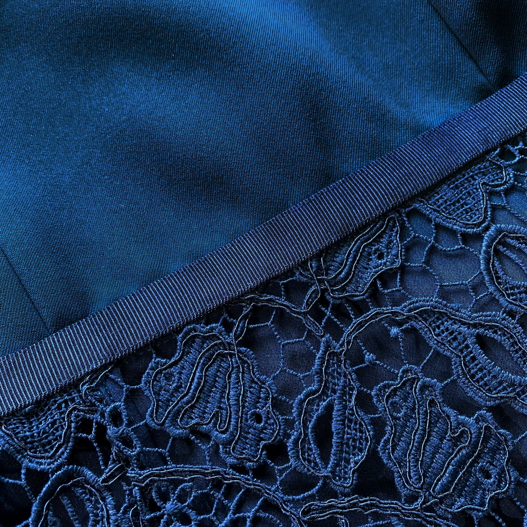 Self-portrait Dark Blue Magnolia Lace Midi Dress