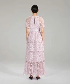 Self-portrait NEW ARRIVALS Pink Magnolia Lace Maxi Dress