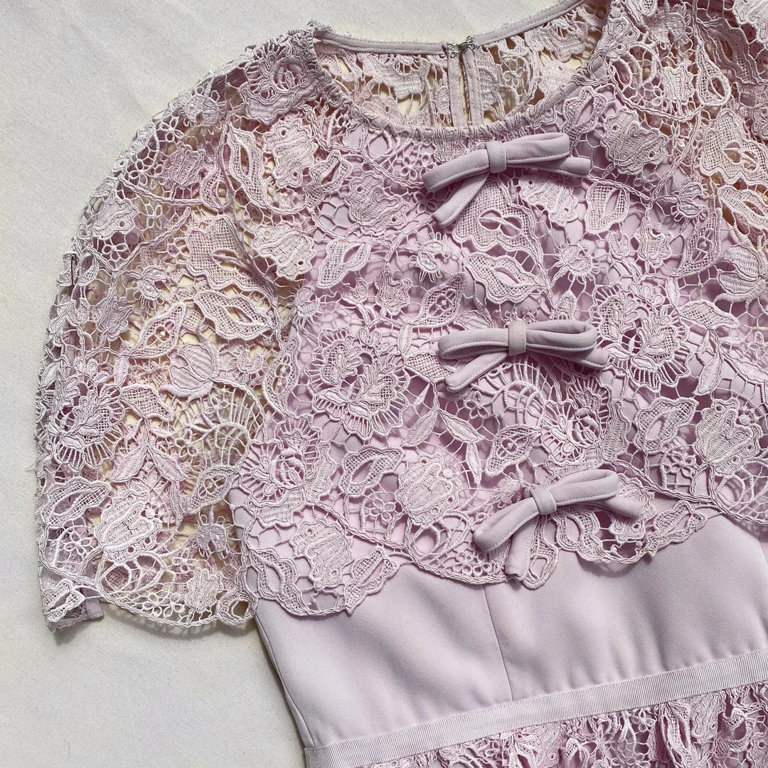 Self-portrait NEW ARRIVALS Pink Magnolia Lace Maxi Dress