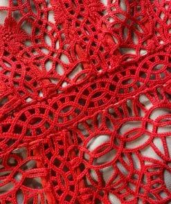 Self-portrait Red Guipure Lace Midi Dress