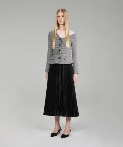 Self-portrait NEW ARRIVALS Houndstooth And Chiffon Midi Dress