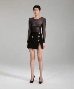 Self-portrait Black Wool Mini Skirt