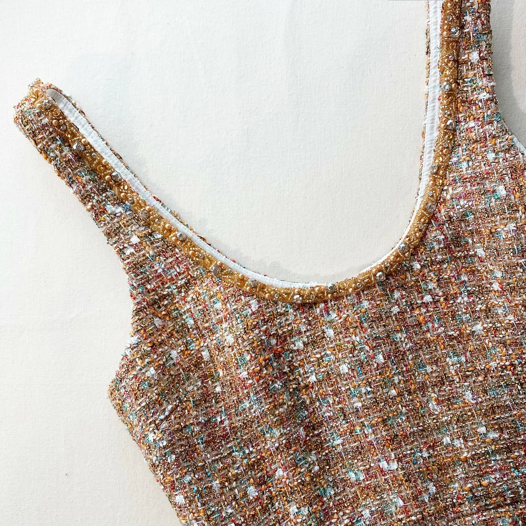 Self-portrait Gold Tinsel Boucle Mini Dress NEW ARRIVALS