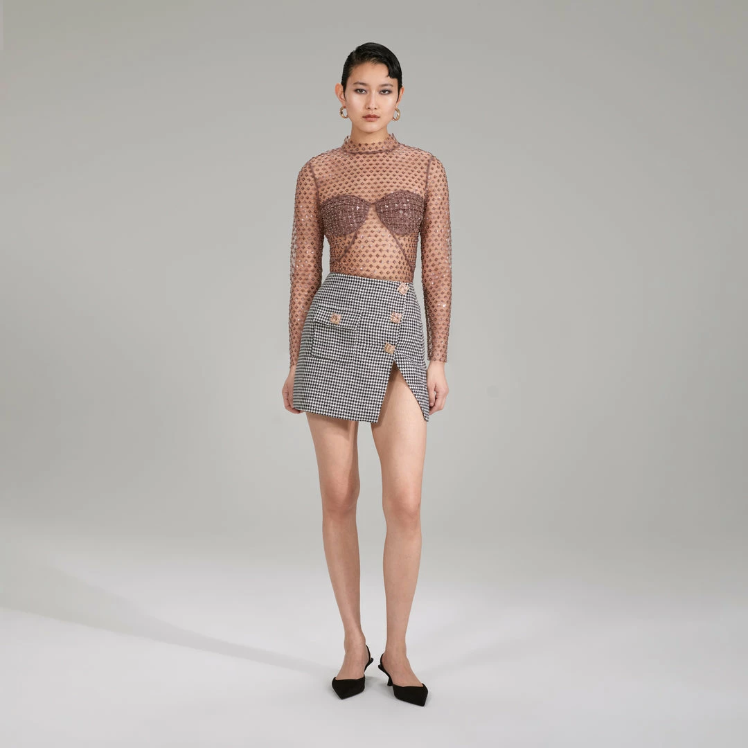 Self-portrait Houndstooth Mini Skirt