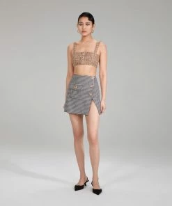 Self-portrait Gold Tinsel Boucle Crop Top NEW ARRIVALS