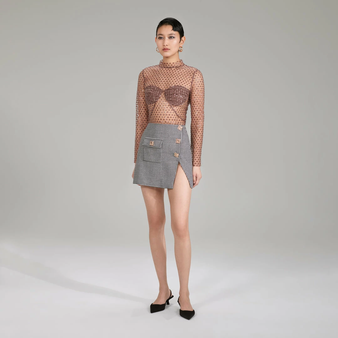 Self-portrait Houndstooth Mini Skirt