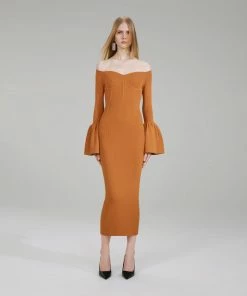 Self-portrait Flounce Sleeve Knit Dress NEW ARRIVALS