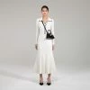 Self-portrait Ivory Contrast Stitch Knit Dress