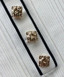 Self-portrait Ivory Contrast Stitch Knit Dress