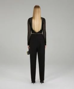 Self-portrait Black Crochet Knit Cardigan NEW ARRIVALS