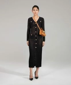 Self-portrait Black Crochet Knit Dress