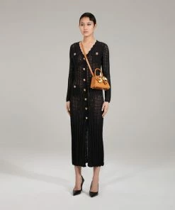 Self-portrait Black Crochet Knit Dress