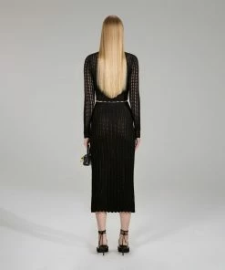 Self-portrait NEW ARRIVALS Black Crochet Knit Skirt