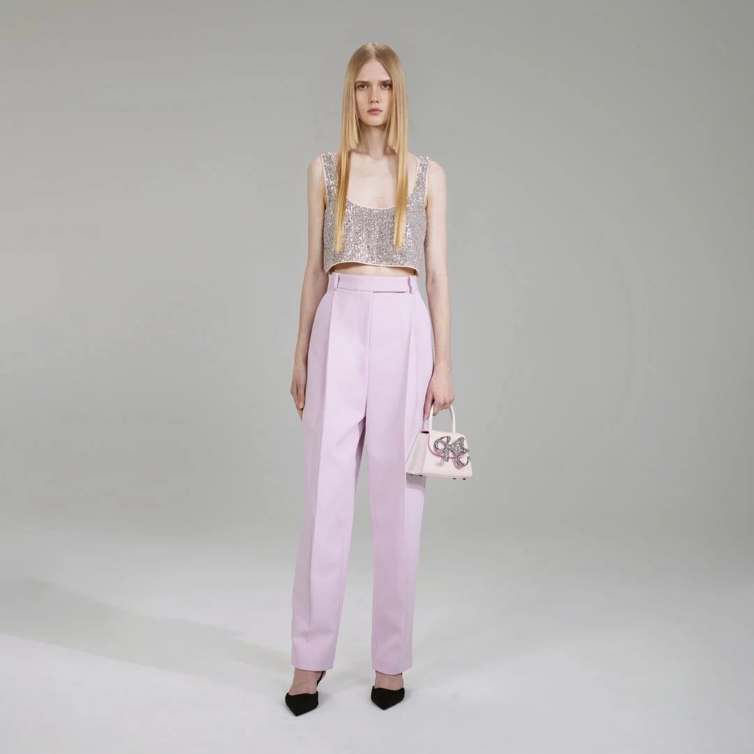 Self-portrait Stretch Sequin Top