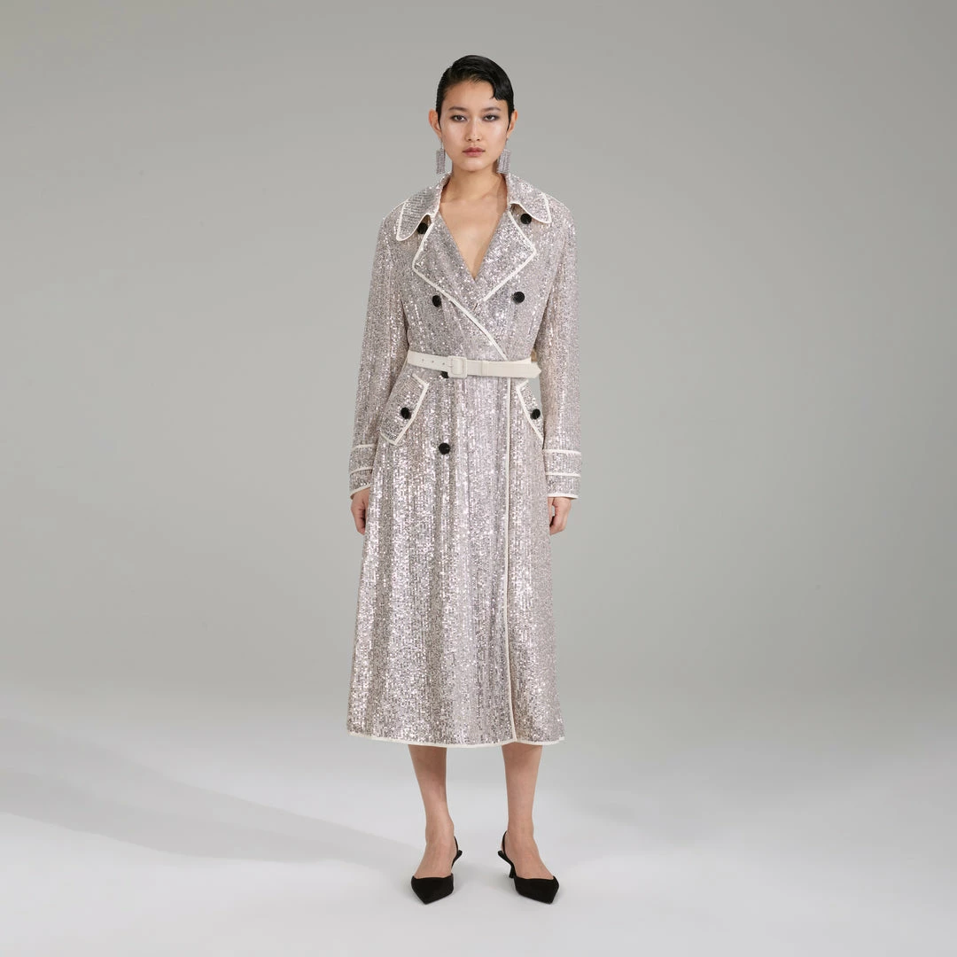Self-portrait NEW ARRIVALS Stretch Sequin Coat