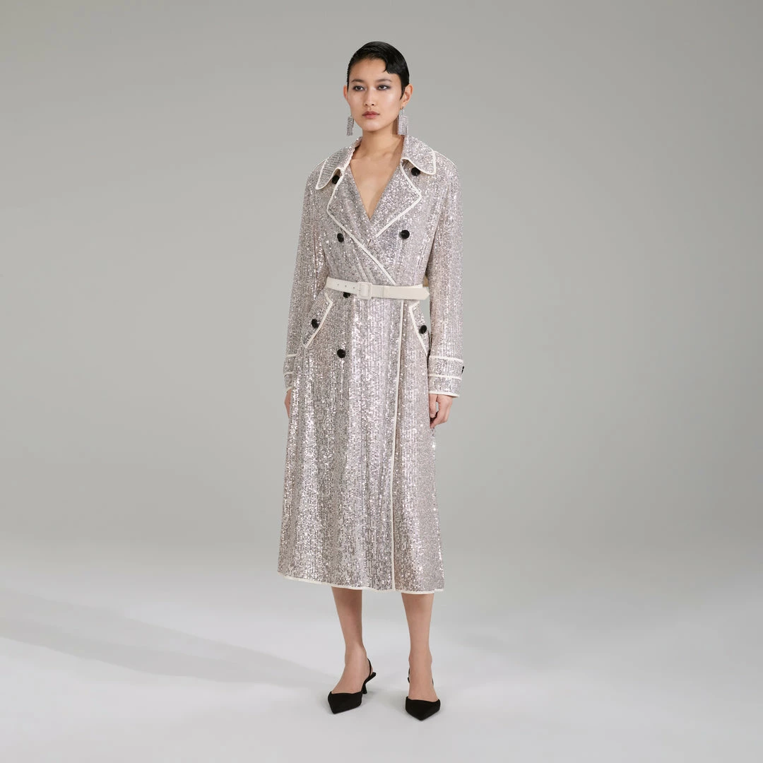 Self-portrait NEW ARRIVALS Stretch Sequin Coat