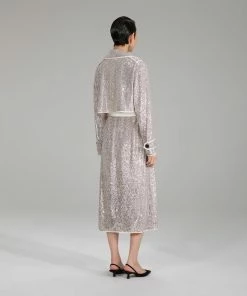 Self-portrait NEW ARRIVALS Stretch Sequin Coat