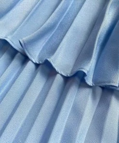 Self-portrait Pastel Blue Ruffled Bib Maxi Dress