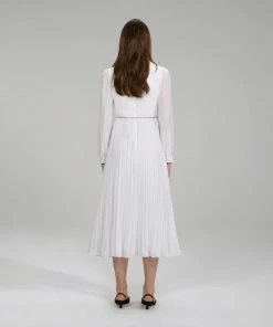 Self-portrait Ivory Ruffled Bib Midi Dress