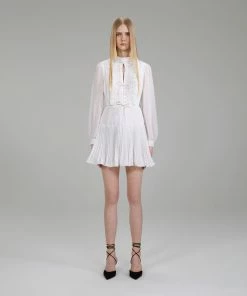 Self-portrait Ivory Ruffled Bib Mini Dress