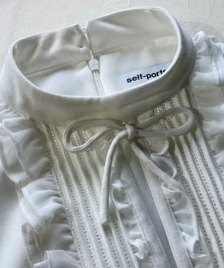 Self-portrait Ivory Ruffled Bib Mini Dress