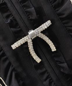 Self-portrait NEW ARRIVALS Black Crepe Ruffled Bib Mini Dress