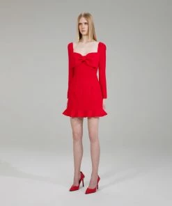 Self-portrait Red Crepe Bow Mini Dress NEW ARRIVALS