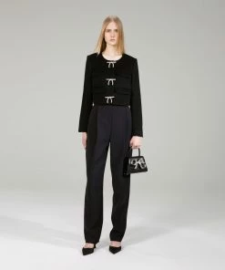 Self-portrait Black Crepe Crop Jacket NEW ARRIVALS