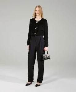 Self-portrait Black Crepe Crop Jacket NEW ARRIVALS