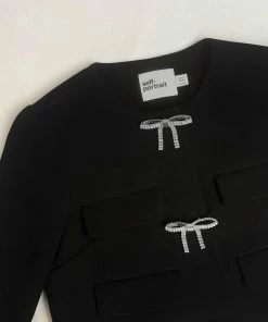 Self-portrait Black Crepe Crop Jacket NEW ARRIVALS