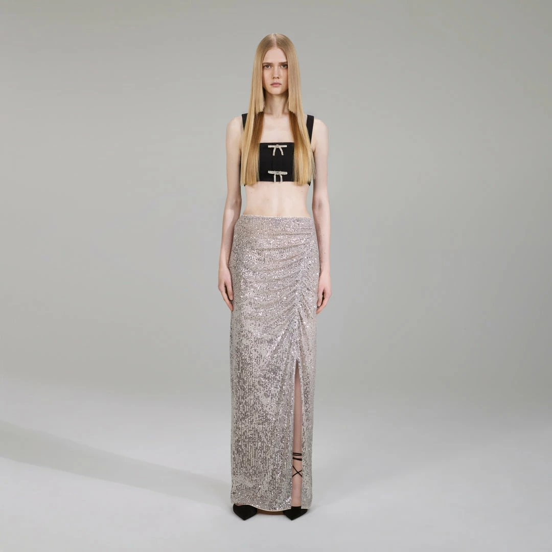 Self-portrait NEW ARRIVALS Black Crepe Crop Top