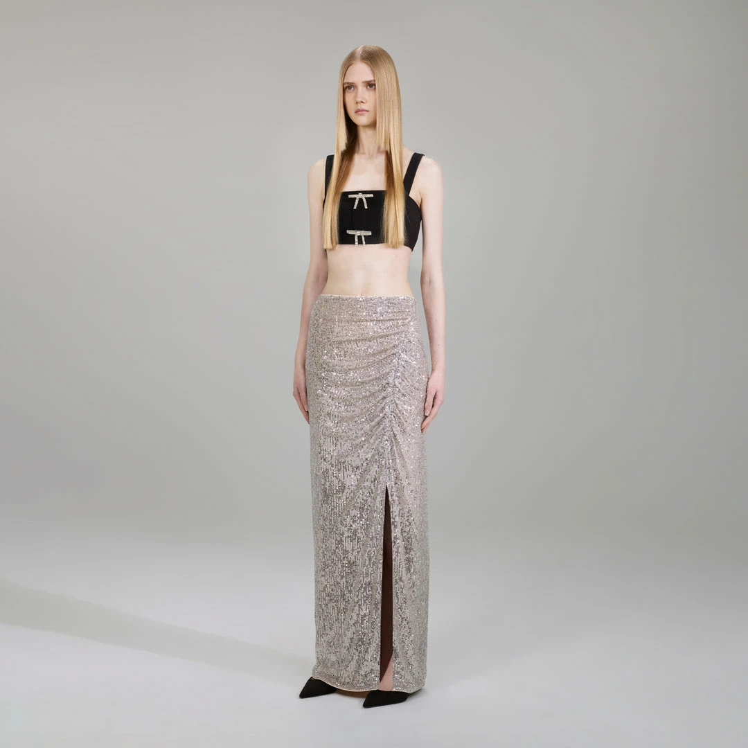 Self-portrait NEW ARRIVALS Black Crepe Crop Top