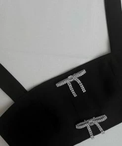 Self-portrait NEW ARRIVALS Black Crepe Crop Top