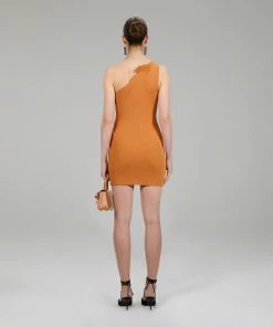 Self-portrait One Shoulder Ribbed Knit Mini Dress