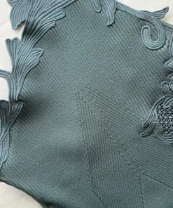 Self-portrait Pale Green One Shoulder Ribbed Knit Dress