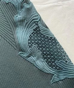 Self-portrait Pale Green One Shoulder Ribbed Knit Dress