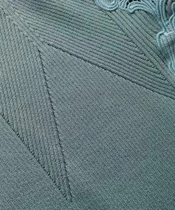 Self-portrait Pale Green One Shoulder Ribbed Knit Dress