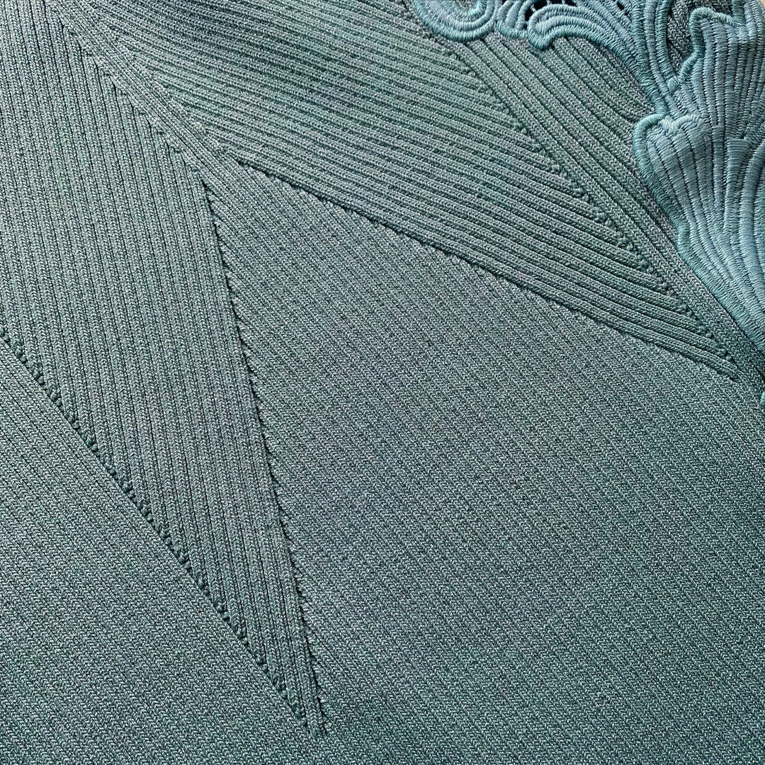 Self-portrait Pale Green One Shoulder Ribbed Knit Dress