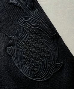 Self-portrait NEW ARRIVALS Black Lace Insert Knit Midi Dress