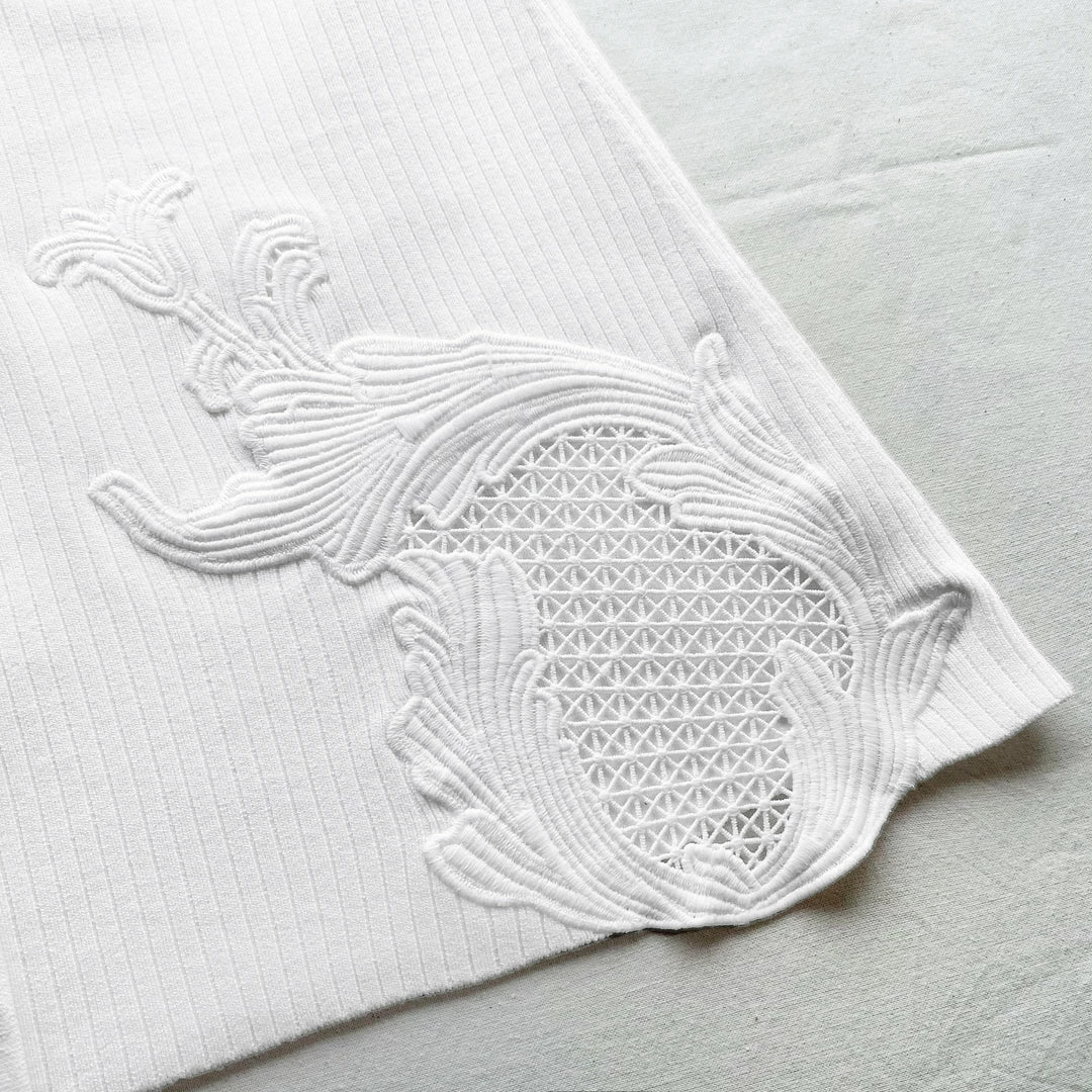 Self-portrait White Lace Insert Ribbed Knit Skirt