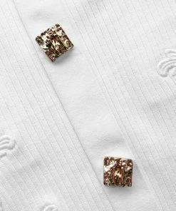 Self-portrait White Lace Insert Ribbed Knit Skirt